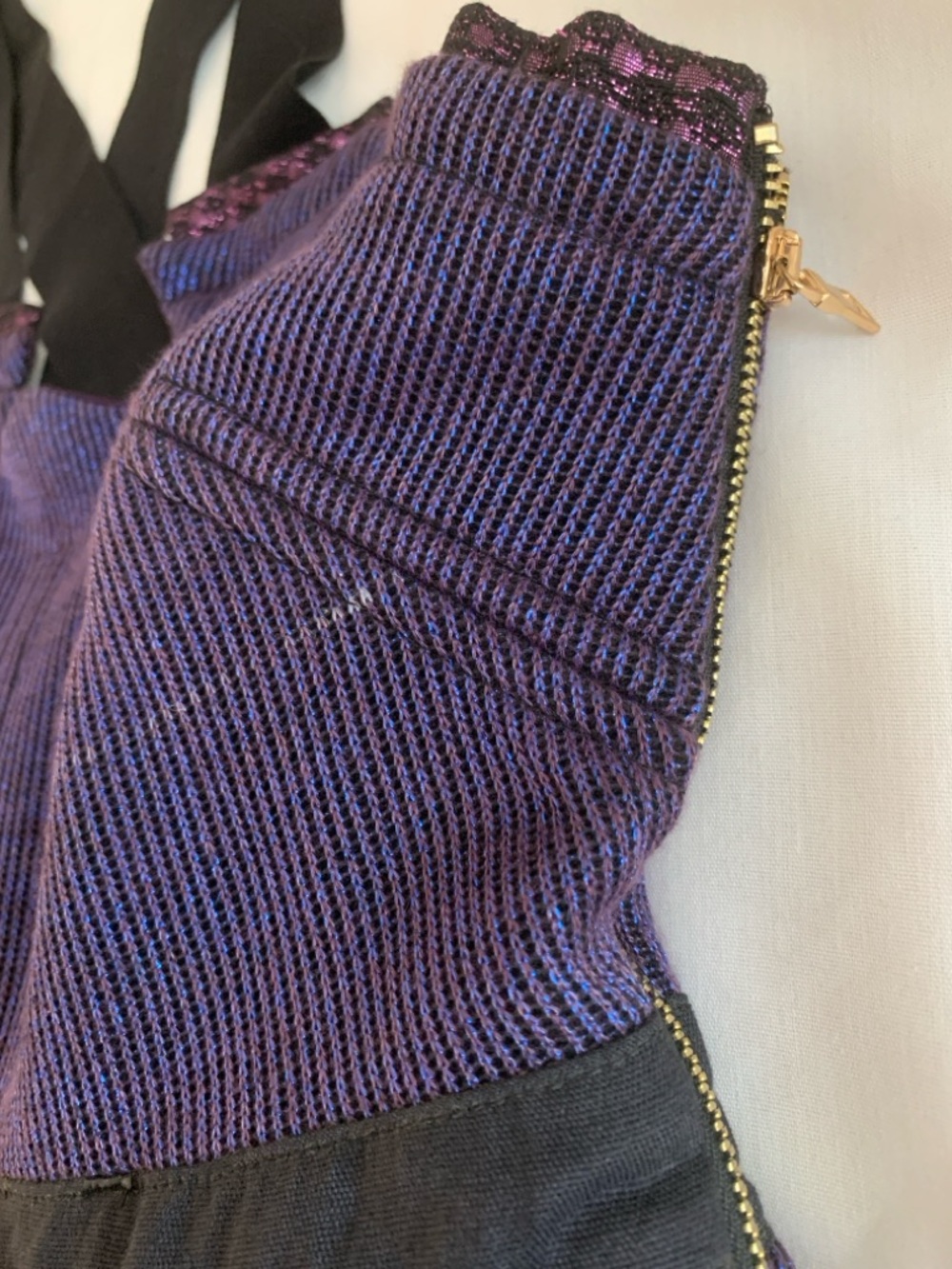 NWT Three Floor Metallic Purple Mini Dress EU 8 US 4 Peplum Lurex - Picture 5 of 10